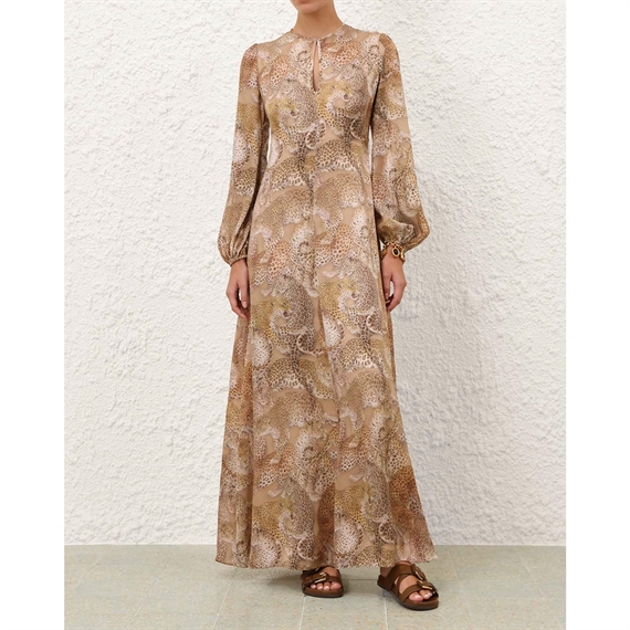 Zimmermann Rebellion Sheath Kjole, Latte Leopard